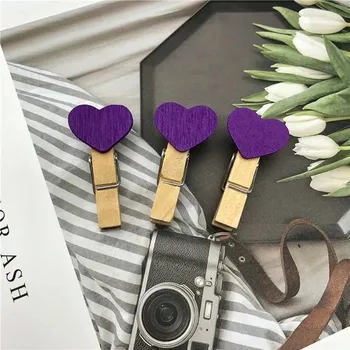 Party dekorace Ozdobné kolíčky | dřevěná srdíčka - náhodná barva, 20 ks - J