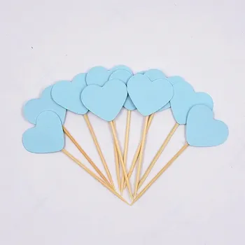 Party dekorace Ozdoba na muffiny | dekorace na dort - srdíčka 10 ks - modrý