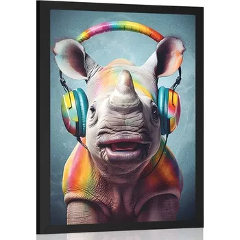 Plakát Dovido Plakát nosorožec se sluchátky
