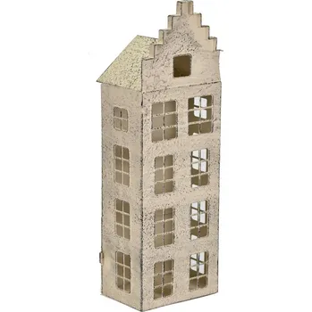 Kovový svícen domek hnědý 40,5x13x9 cm