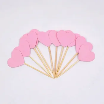 Party dekorace Ozdoba na muffiny | dekorace na dort - srdíčka 10 ks - růžový