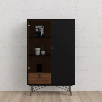 Ložnice Falco Vitrína Rain černá MAT/ořech