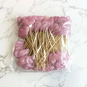 Party dekorace Dekorace na muffiny | ozdoba na dort 10 ks - SEKERA. Třpytivá růžová