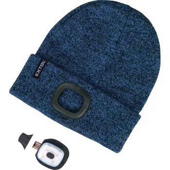 Čelovka čepice s čelovkou 4x45lm, USB nabíjení, modrá/černá, univerzální velikost, 100% acryl