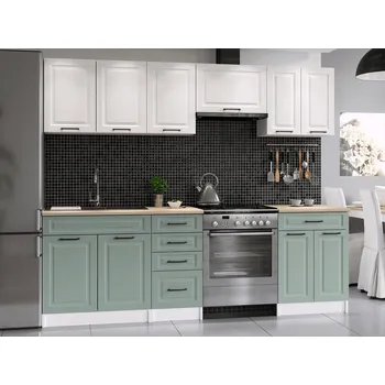 Falco Kuchyňská linka Ilona 240/180 bílá/sv.zelená MAT