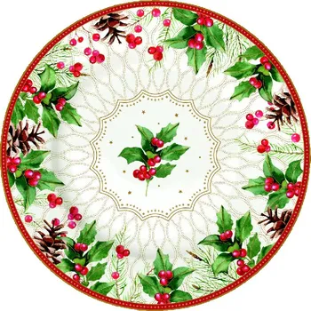 Talíř Easy Life, Itálie Easy Life - Dezertní talíř Christmas Berries - 19 cm Barva: jako na obrázku