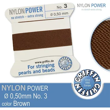 Nit NYLON Power velmi pevná nit GRIFFIN síla nitě 0,50mm Barva Brown