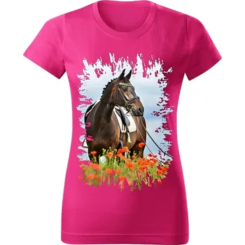 Moon River Dámské tričko s koněm č.08 Purpurové 3XL (kůň koňské )