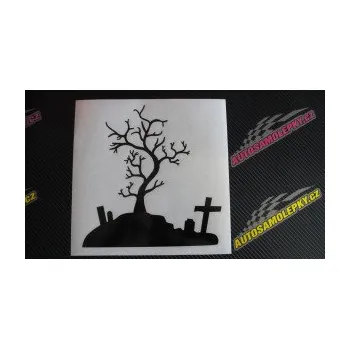 Samolepící dekorace SAMOLEPKA Halloween 019 levá hřbitov (17 - šedá) NA AUTO, NÁLEPKA, FÓLIE, POLEP, TUNING, VLASTNÍ TEXT, TISK, AUTOSAMOLEPKY.cz, POLEPY, OBRÁZEK, LOGO, SAMOLEPKY