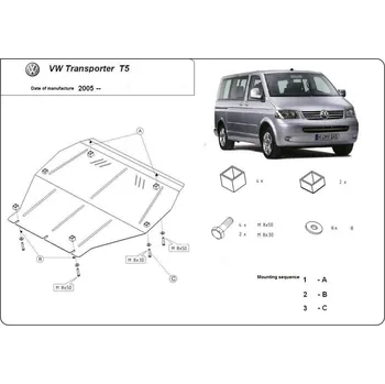 Kryt motoru Kryt pod motor VOLKSWAGEN TRANSPORTER / CARAVELLE VI Bus (SGB, SGG, SGJ, SGC, SHB, - Plech - 8595698041012