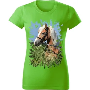 Dámské tričko Moon River Dámské tričko s koněm č.06 Zelené XXL (kůň koňské )