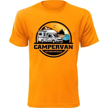 Pánské tričko s karavanem CAMPERVAN oranžové