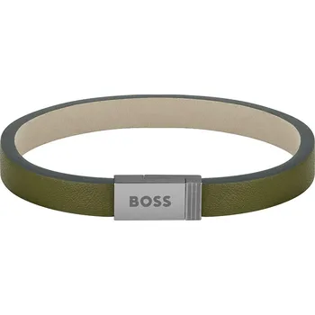 Náramek Hugo Boss Moderní khaki kožený náramek Jace 1580338 17,5 cm + 2 měsíce na vrácení zboží