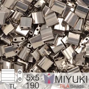 Korálek Korálky MIYUKI tvar TILA BEADS velikost 5x5mm. Barva TL-190 Nickel Plated . Balení 5g.