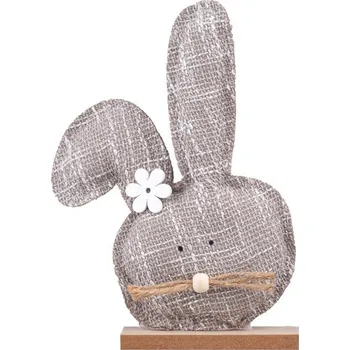 Dekorace textil 140x40x195mm zajíc na postavení, šedá 47 gram