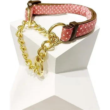 Obojek pro psa Japan Premium se zlaceným řetízkem ve stylu napoleonské éry, červený, velikost SS