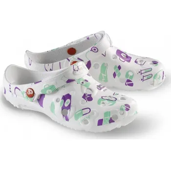 Dámské pantofle Francouzské pantofle Schu'zz Globule 0029 bílé s potiskem zdravotnických pomůcek 38