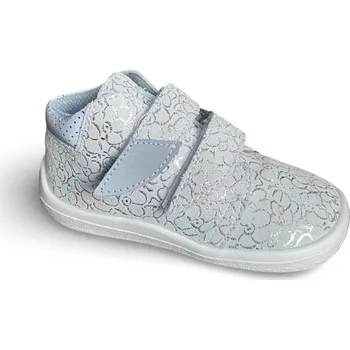 Dívčí polobotky Beda barefoot kotníčkové Silver shine s membránou 2 Velikost: EU 31