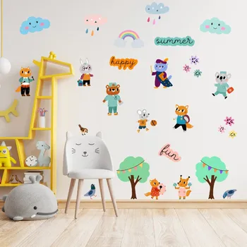 Samolepící dekorace Samolepka na zeď "Veselá zvířátka"