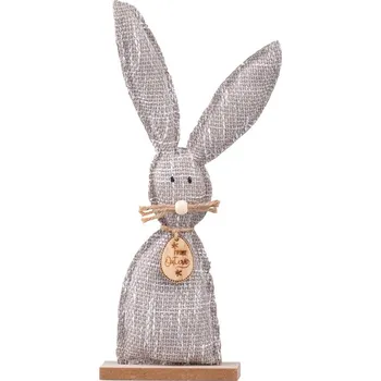 Vánoční dekorace Dekorace textil 100x40x280mm zajíc na postavení, šedá 47 gram
