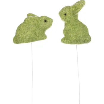 Velikonoční dekorace Zajíc na špejli - zelený, mix 2 druhů, cena za 1 ks, balení (6 ks)