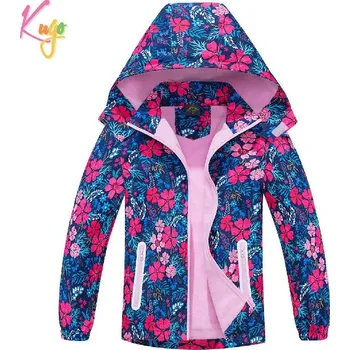 Dívčí bunda Dívčí šusťáková bunda zateplená Kugo B2998 tmavě modrá (dívčí podzimní bunda s květinami)