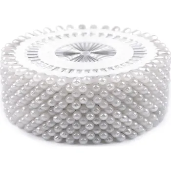 Špendlíky s plastovou hlavičkou na rozetě délka 37 mm 40 špendlíků - 3 bílá