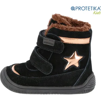 Dívčí kozačky Protetika - zimní barefoot boty LINET black - zateplené kožíškem Veľkosť: 20