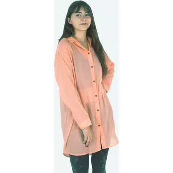 Dámská halenka Bavlněná dámská košile s dlouhým rukávem Savitree Radiant Salmon - Long, jednobarevná, Sittar UNI