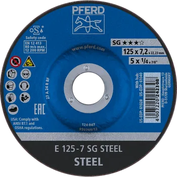 Brusný kotouč Pferd 62212626 | Brusný kotouč 125 x 7,2 x 22,23 mm, SG STEEL