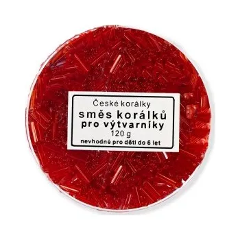 Dětské navlékací korálky Perličky skleněné ČERVENÉ 120g/krabička 80057 - Červená, 1mm-10mm