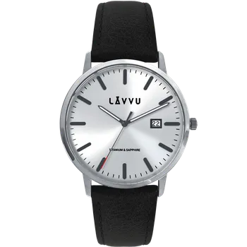 Hodinky LAVVU Stříbrné pánské hodinky se safírovým sklem Copenhagen Titanium Silver LWM0260