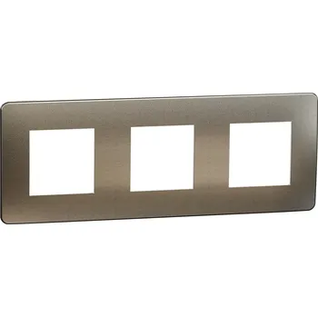 Schneider Electric NU280650M Unica Studio Metal - Krycí rámeček trojnásobný, Bronze/Bílý