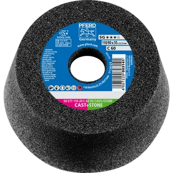 Brusný kotouč Pferd 63518424 | Brusný hrncový kotouč kuželový 110x20x22,23 mm, Z60, SG CAST+STONE