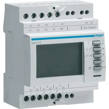 Hager SM101E Multifunkční měřicí přístroj s LCD na DIN