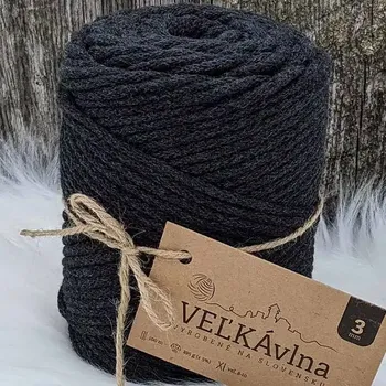 Příze Velká vlna Špagát 3mm Antracit (Špagátová příze 3mm Antracit)
