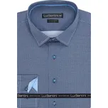 Pánská košile Lui Bentini, modrá s bílým půleným puntíkem LD226, dlouhý rukáv, regular fit, vel. 42