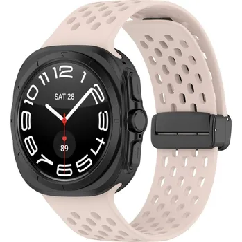 Příslušenství k chytrým hodinkám eses Silikonový dírkovaný řemínek s magnetickou přezkou pro Samsung Galaxy Watch Ultra 47 mm - Růžový