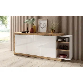 Komoda Třídvéřová komoda Sintra 2 - dub samdal / bílá