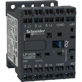 Stykač Schneider Electric LP1K09103BD3 ministykač 3P (3Z) 9A AC-3 440V-pomocný kontakt 1Z-cívka 24V DC
