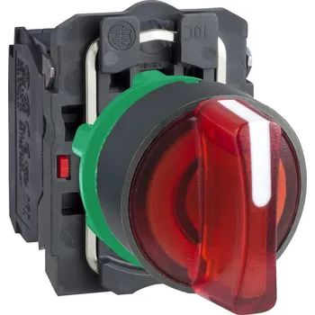vypínač Schneider Electric XB5AK134B5 Ovládač otočný prosvětlený s LED, 1Z+1V, 24 V, rudý