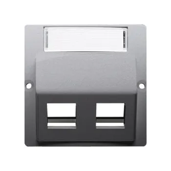 Elektrická zásuvka Simon BMGKS2P/43 Kryt teleinformačních zásuvek pro Keystone šikmé, dvojité s popisným polem stříbrná