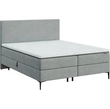 Postel Šedá čalouněná dvoulůžková postel boxspring MESONICA Bufo 160 x 200 cm
