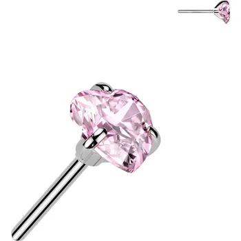 Piercing Atreya Titanová bezzávitová koncovka zirkonové srdce Aura Barva: Růžová, Velikost koncovky: 3 mm
