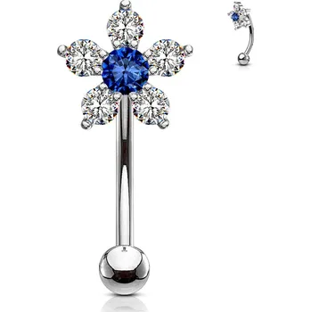 Piercing Šperky4U Piercing do obočí kytička, modrý zirkon - OB0006-B