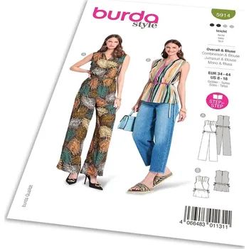 Střih Burda 5914 - Zavinovací overal, top