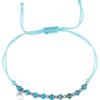 Náramek Evolution Group s.r.o. Textilní náramek tyrkysový s korálky z apatitu 13059.3