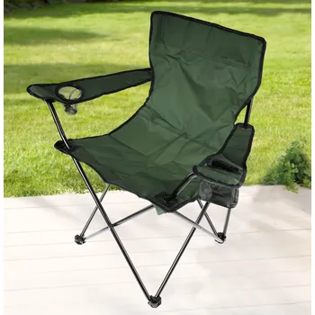 Haushalt international Skládací kempingová židle s kapsou na telefon, zelená 826722