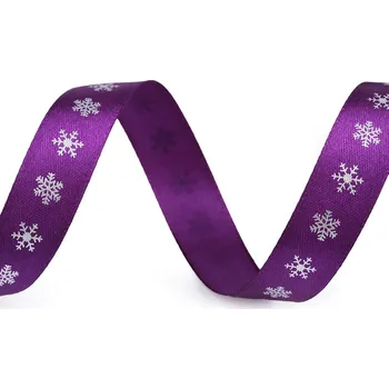 Stuha Vánoční saténová stuha vločky šíře 15 mm