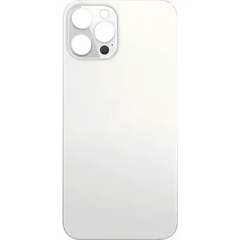 Sklo zadního krytu s větším otvorem na kameru pro Apple iPhone 12 Pro stříbrná (s logem) pro_OEM
